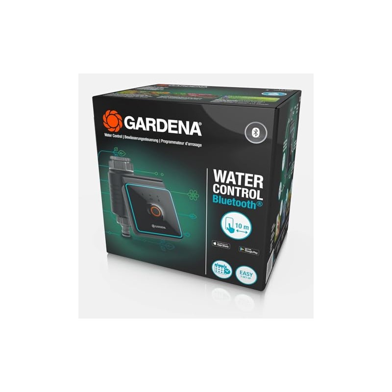 Gardena Bluetooth Smart Water Control Timer, Black, Digital Faucet Irrigation
