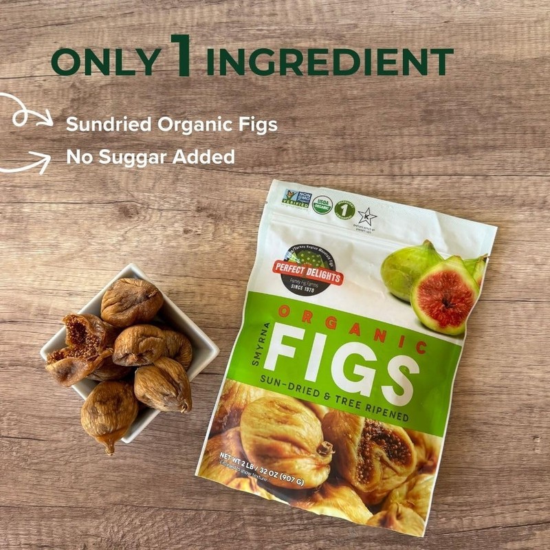 Perfect Delights Organic Turkish Figs, Vegan, Sun-Dried Pitted Figs, Healthy
