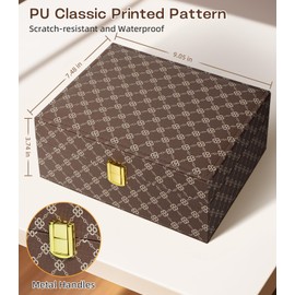 4 Layer Jewelry Box for Women, Travel Jewelry Case, Earring Holder Organizer, Jewelry Organizer for Earrings Necklace Rings Bracelets PU Surface, Travel Jewelry Box with Lock, Valentine's Gifts, Brown