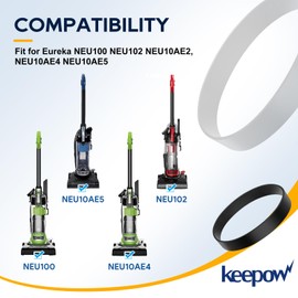 KEEPOW Vacuum Belt Compatible with Eureka Airspeed Compact Bagless Upright Vacuum Cleaner NEU100, NEU10AE4, NEU10AE5, NEU10AE2, NEU102 Series, Part #E0105, 2 Pack