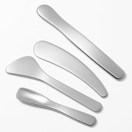 4Pcs Mini Metal Cosmetic Spatulas, Skincare Spatula, Facial Spatula, Stainless Steel Applicator Facial Massage Beauty Tools for Mixing and Sampling Lotion Makeup Face Eye Cream (Silver)
