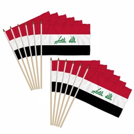 Iraq 12x18in Stick Flag - 1 dozen pack