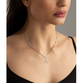 YL Initial Necklace 925 Sterling Silver Letter Pendant A Alphabet Necklace for Women