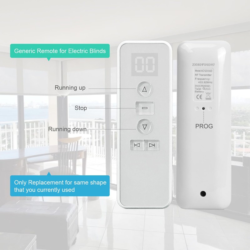 AC123-16D RF Transmitter，Blinds Remote Control，433Mhz Remote Control Work with Roller