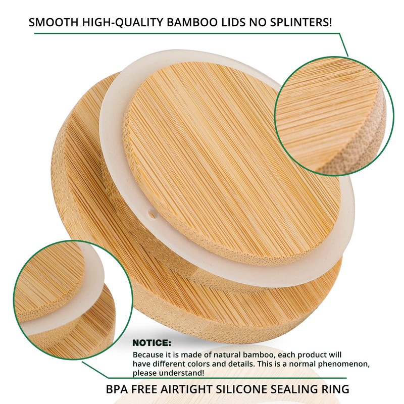 La Fermiere Yogurt Jar lids- 6PC Bamboo Jar Lids for