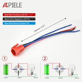 APIELE Lighted Whip Switch, ON Off Rocker Toggle Switch, SPST Stainless Steel 10A 12V 24VDC Pre-Wired 19MM 0.74" Install Sizefor Car Boat Truck, 3 Year Warranty (Lighted Whip)