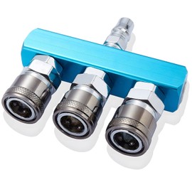 Pronese PN-483 Twin Socket, Air Coupler, 3 Branches, Air Tool, Normal Pressure Universal Type, For Air Compressors, Air Socket, For Air Hose