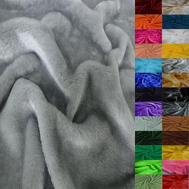 STOFFBOOK GRAU KUNSTPELZ KANINCHEN PLÜSCH STRETCH STOFF STOFFE, 13x150cm