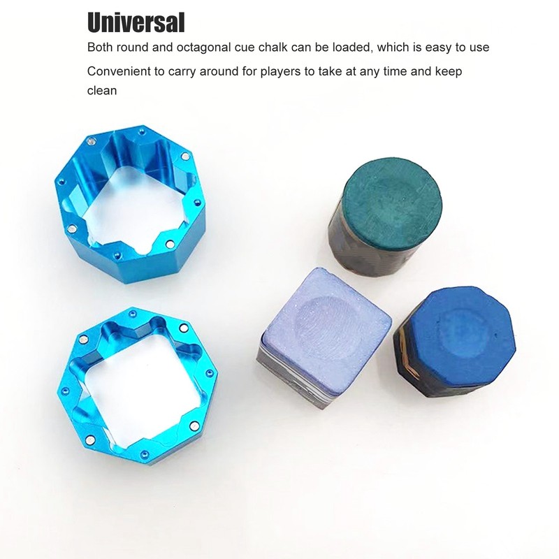 Cue Chalk Box Holder Aluminium Alloy Octagonal Universal Billiard Chalk