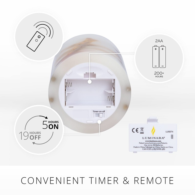 Luminara Embedded Flameless LED Candle - Orange Leaf 3.5" x