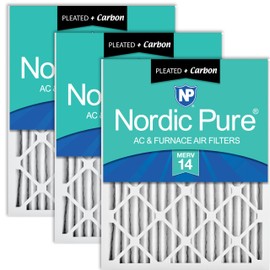 Nordic Pure 16x16x2 (15 1/2 x 15 1/2 x 1 3/4) Pleated Air Filters MERV 14 Plus Carbon 3 Pack