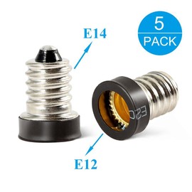 YI Lighting (Pack of 5) E14 to E12 Adapter Converter, Small Edison Screw European Base (E14) to Candelabra Screw (E12) Socket Reducer