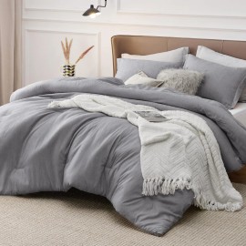 Bedsure King Size Comforter Set - Dark Grey King Comforter Set, Soft Bedding ...