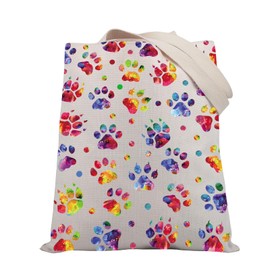 PLITI Dog Cat Paw Print Bag Pet Groomer Gift Cat Dog Lover Tote Bag Animal Lover Gift Pet Owner Gift Dog Puppy Handbag (Paw print TGU)