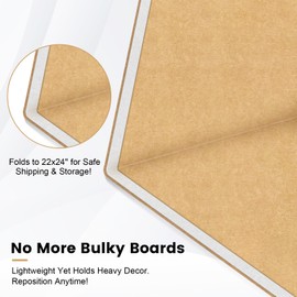 Bulletin Board, 60 x 24 in Felt Pin Board - Cork Board Alternative for Wall, Foldable Picture Self-Adhesive Vision Prayer Board with 20 Pushpins 10 Cards - Lightweight Home/Office Décor