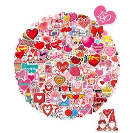 Valentines Day Stickers, Heart Stickers for Water Bottles Cards Gift Boxes Party Favors, Valentines Gifts for Kids Classroom, Waterproof Vinyl Love Sticker for Kids Teens Girls