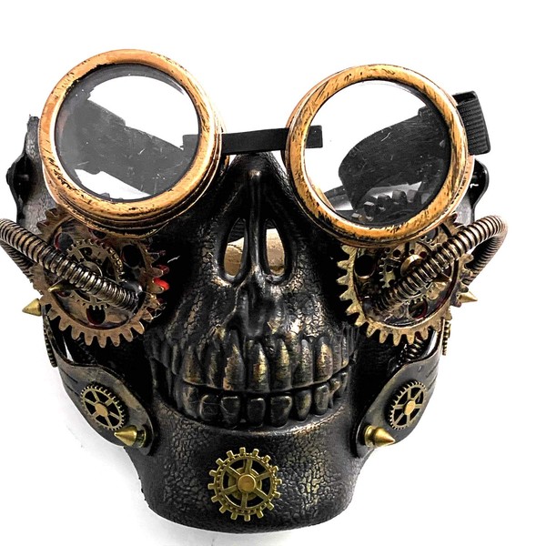 Steampunk Gothic Gear Face Mask with Goggles Cosplay Costume Party