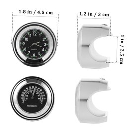 BESPORTBLE 2pcs Motorcycle Handlebar Clock Thermometer Waterproof 22-25mm Practical Dial Handlebar Mount Motorbike Accessories