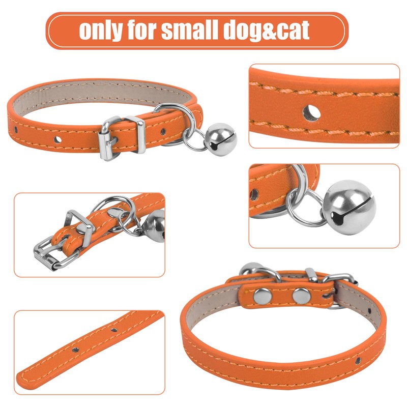 ChengFu XXS Dog Collar Teacup Dog Collars, Orange Dogs Collars,