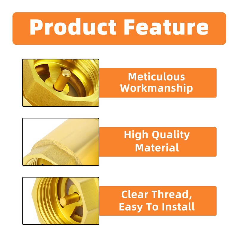 GASHER 1PCS Brass Check Valve DN20 1" Female and Male