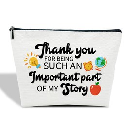 Teacher Appreciation Gifts for Women - Thank You Gifts for Teacher - Best Teacher Gifts - Thank You for Being Such an Important Part of My Story Cosmetic Bag Zipper Travel Pouch