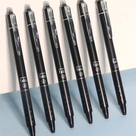 MOZXIRZ 6 Pcs Erasable Gel Ink Pens Retractable Pens Erasable Smooth Writing Pens 0.5mm Fine Point Pen Office School Pens Women Men Girls Boys Pens (Black Ink-6Pcs)