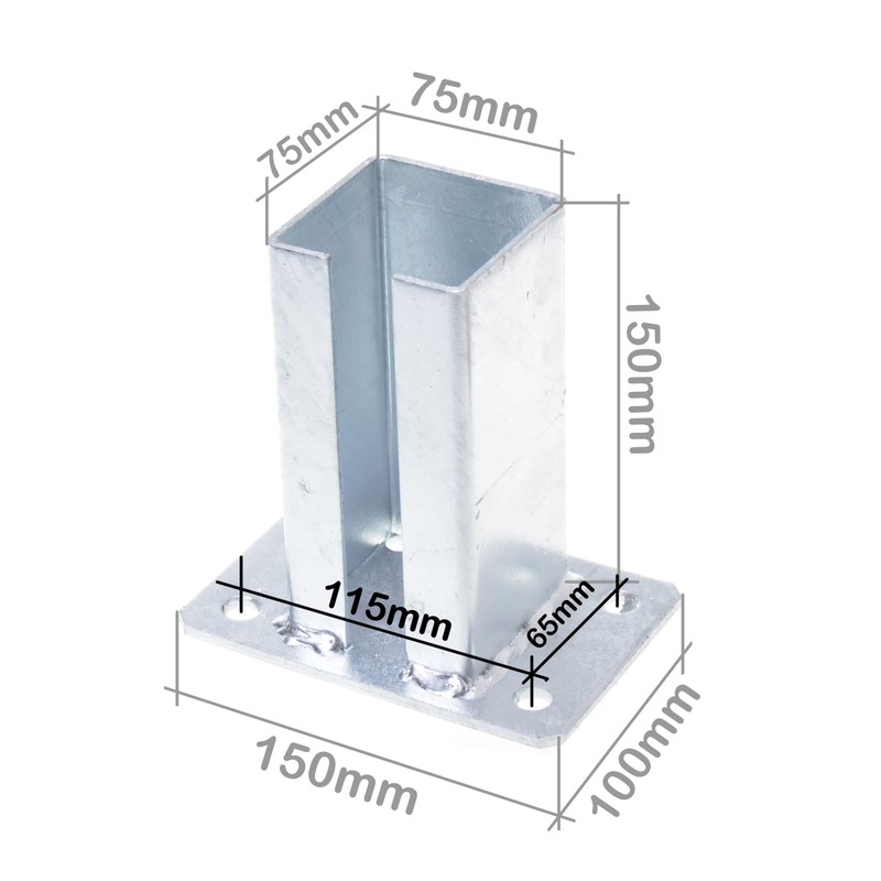 Aqbau® Pfostenträger für Torpfosten I Zaunpfosten aufschrauben Aufschraubhülse (Größe: 75