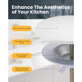 Kitchen Sink Hole Cover, Faucet Hole Cover for Kitchen Sink, Tap Hole Plate Stopper Cover Blanking Brass Metal Plug, Biscuit White