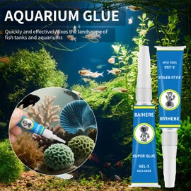 Aquarium Glue,Aquarium Silicone for Coral and Rocks,Clear Coral Adhesive for Plants and Rocks, Moss, Coral, Stone, Plants,for Freshwater and Saltwater Aquarium Landscapes (5g*5pcs)