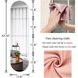 Full Length Wall Mirror Tiles, 4PCS Large Frameless Full Body Mirror Tiles, Non Glass Mirror Wall Stickers, Wall Mounted Flexible Plastic Mirror Sheets for Home Door Bedroom Bathroom (11.8''x11.8'')