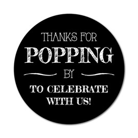 36 2.5-inch Popcorn Stickers - Thanks for Popping By to Celebrate Labels