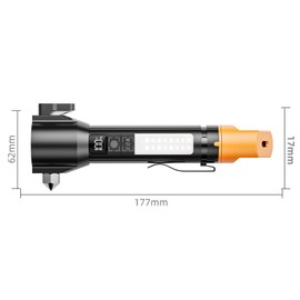 LARYEECHA Tactical Flashlight Rechargeable, Zoomable LED Flashlight with COB Side Light, Red/Blue Strobe, Type-C Fast Charging, Glass Breaker and Seatbelt Cutter for Car Emergency