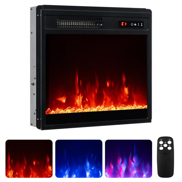 Tangkula 18 Inches Electric Fireplace, 5,000 BTU Fireplace Insert w/Remote