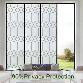 Windimiley Window Privacy Film Stained Glass Frosted Glass Window Clings Moroccan Lattice Decorative Bathroom Door Coverings UV Sun Blocking Heat Control Removable Home Window Tint,(17.5X157.5in,Pure)