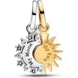 PHCLASY Sparkling Sun and Moon Christmas Charms Family Pendants Beads Charms for Bracelets and Necklaces Festival Jewelry for Women