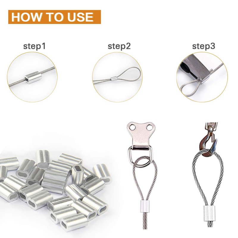 Picture Hanging Wire, Plastic-Coated Stainless Steel Wire with 50pcs Aluminum