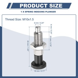 PATIKIL Push Fit Ball Nose Spring Plunger, M10x1.5 Spring Return Knob Plunger 304 Stainless Steel Retractable Coarse Thread Index Plunger for Industrial Equipment