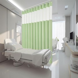 Cniuyhi Inherent Flame Retardant Hospital Curtains, Cubicle Medical Grommet Curtains for Room Divider, School Nursery, Hospital(1 Panel, Green, 15x8ft)