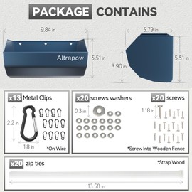 Altrapow 4.5 Quart Hanging Goat Feeder [Material of Metal] with Clips and Nylon Tie Wraps, Fence Feeder [Sturdy and Durable] for Goat, Pig and Dog, Blue, 4 Pack