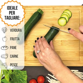 FAH Bamboo Chopping Board, Professional Kitchen Wooden Chopping Board for Aperitifs, Large Wooden Chopping Board, Ideal for Cutting Meat, Cheese, Bread