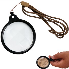 Mini Magnifying Glass, Small, 5 x Magnifying Glass, Bag Reading Magnifier, Necklace Hanging Mini Magnifying Glass, Magnifying Glass with Rope for Reading Books, Newspapers, Maps, Crafts