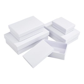 VBS Boxes "Rectangular", flat, set of 5, cardboard, white, approx. 16.5 x 10.2 x 4.5 to 8.5 x 6 x 3 cm, spatial organisation and storage, practical storage, storage boxes
