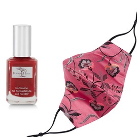 Karma Naturals Nail Polish - Non-Toxic with Matching Fashion Face Mask Breathable Washable Reusable Face Cover for Men & Women (Garden Party Mask)