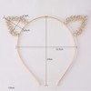 Lurrose Cat Ears Crystal Leaf Shape Gold Hard Headband Headband