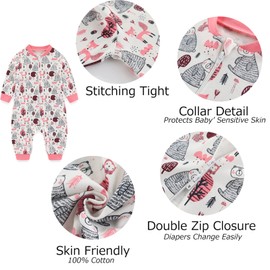 MAMIMAKA Newborn Baby Girls Christmas Sleepsuit 2-way Zip Pajamas for Play and Sleep, 18-24 Months