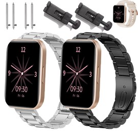 [SUNZHXIN] 【2枚入り】【3玉チェーン】 For RUIMEN D1 1.85インチ バンド 交換ベルト 22mm 高級3玉チェーンメタルバンド 通気性良好 調節可能 肌触り良好 防水 防汗 簡易装着・取り外し可能 おしゃれ 男女兼用 RUIMEN D1 ストラップ (シルバー+ブラック)