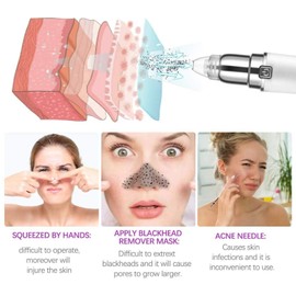Blackhead Remover Vacuum 3 Suction Level Electric Pore Cleanser with 4 Replacement Suction Head & 5pcs Pimple Comedone Extractor Tool Acne Remover Kit Beauty Device for Home & Salon Use