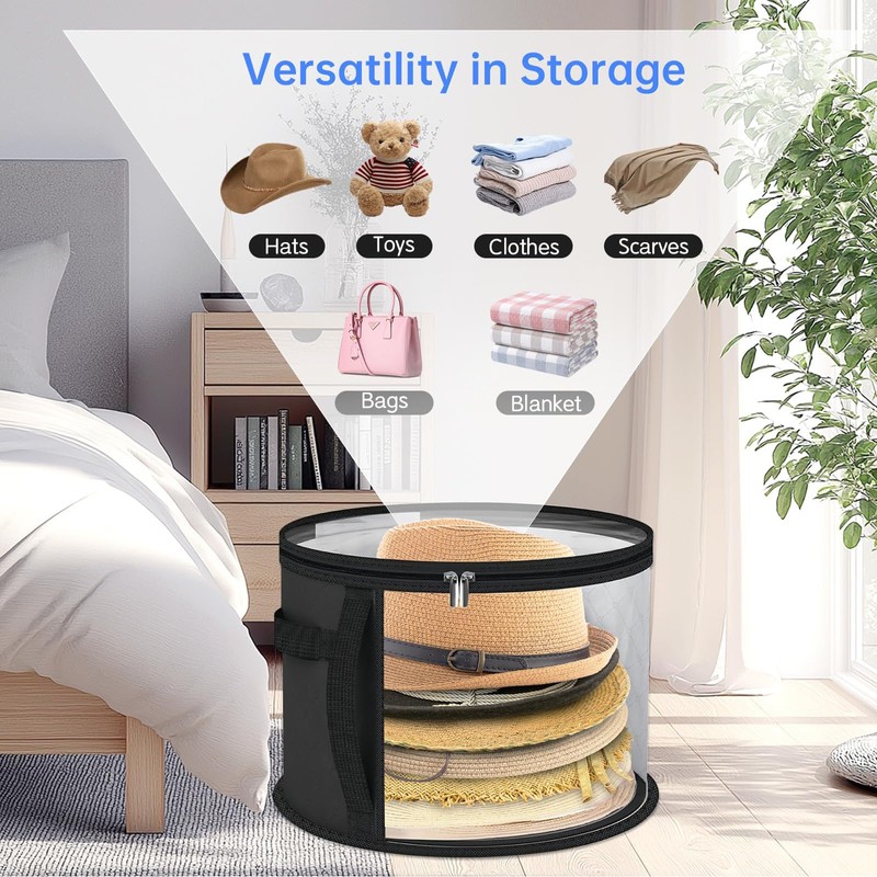JBLJDWD 2PCS Hat Boxes with Lids, Hat Box, Compact Cap