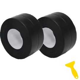 Black Bath Sealant Strip, Shower Sealant, Bath Seal Caulk Tape,Shower Tile Sealer Adhesive sealant,Caulk Tape for Bath & Kitchen (2 Roll Black)