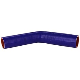 HPS HTSER45-138-150-BLUE Silicone High Temperature 4-ply Reinforced 45 degree Elbow Reducer Coupler Hose, 75 PSI Maximum Pressure, 4" Leg Length on each side, 1-3/8" > 1-1/2" ID, Blue